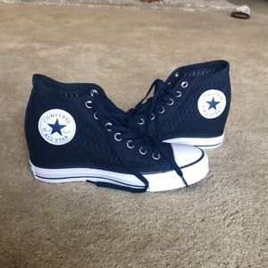 BRAND NEW NAVY MESH WEDGE CONVERSE SNEAKERS